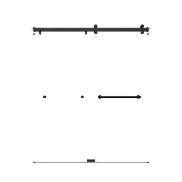 Flannigan 48 in. to 60 in. W x 3.75 in. D Contemporary Frameless Sliding Shower/Tub Hardware Assembly Kit in Matte Black