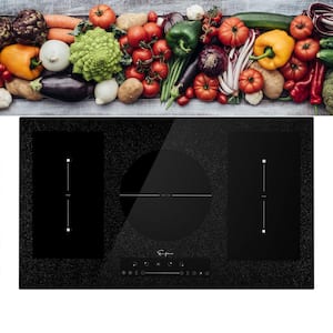 Built-In 36 in. Electric Stove Induction Cooktop with 5 Elements Including 2 Flexi Bridge Heating Zone in Black
