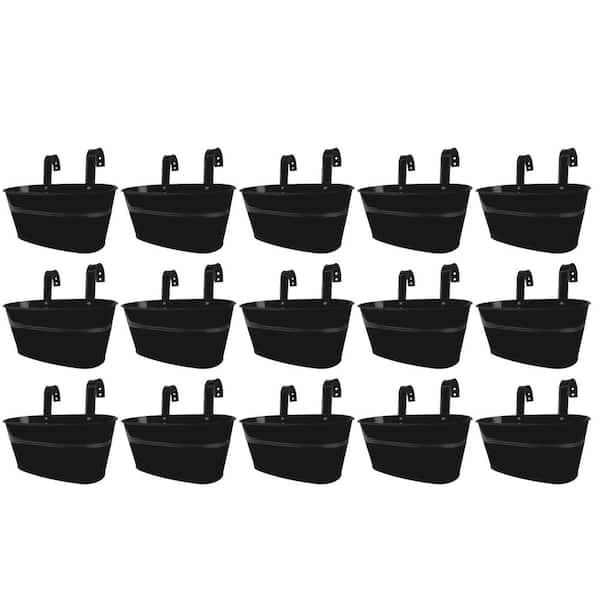 15 Pack (11.8 Inch) Black Metal Wrought Iron Hanging Flower Pots Wall Mounted Window Box Plant Stand Porch Decor