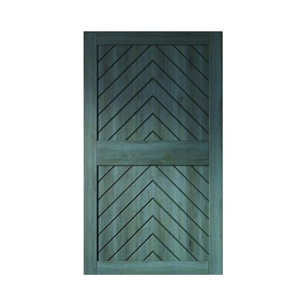 JT1 48 in. x 84 in. C-Panel Solid Core Royal Pine Fishbone Design Pine Wood Interior Sliding Barn Door Slab