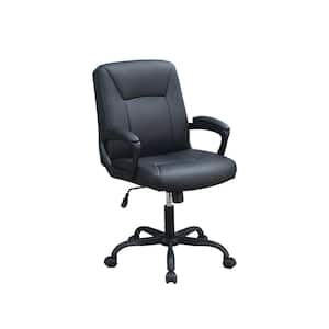 Black Artificial Leather Low Back Adjustable Height Office Chair with Padded Armrests