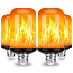 25-Watt Equivalent F20 E26 Flame LED Light Bulb with Upside Down Effect, 4 Modes Flicker in Orange for Holiday(4-Pack)