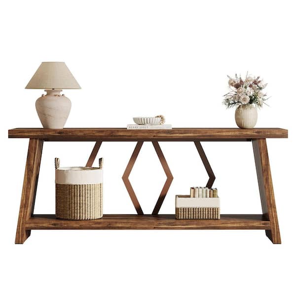 Turrella 70.9 in. Brown Rectangle MDF Console Table Entryway Table Accent Table Behind Couch Table for Living Room