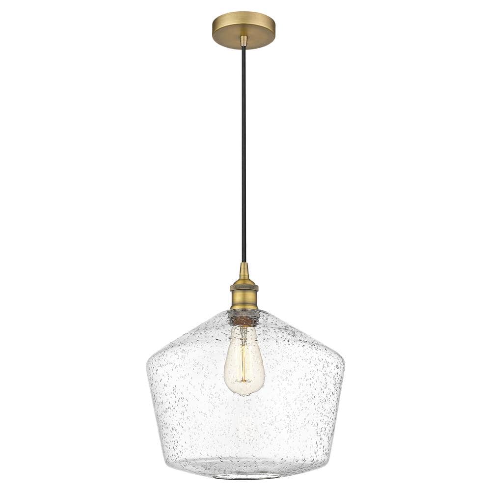 Cindyrella 60-Watt 1-Light Brushed Brass Standard Mini Pendant Light with Seeded Glass Shade, No Bulbs Included price history on PriceWatchPro