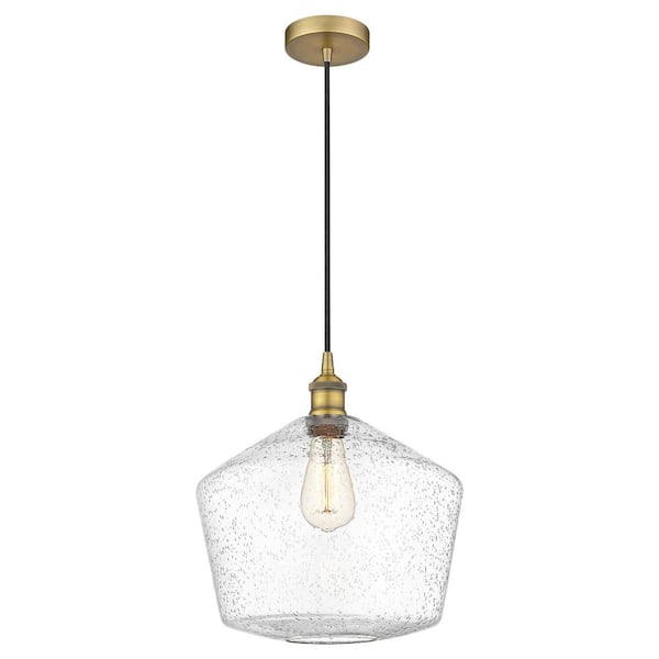 Innovations Cindyrella 60-Watt 1-Light Brushed Brass Standard Mini Pendant Light with Seeded Glass Shade, No Bulbs Included