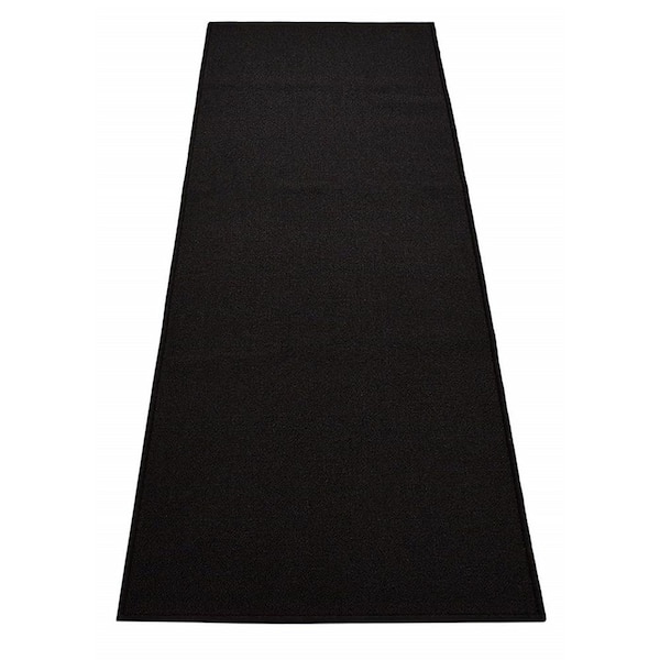 RugStylesOnline Rubber Collection Solid Black 22 in. Width x Your Choice Length Custom Size Runner Rug