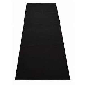 Rubber Collection Solid Black 36 in. Width x Your Choice Length Custom Size Runner Rug