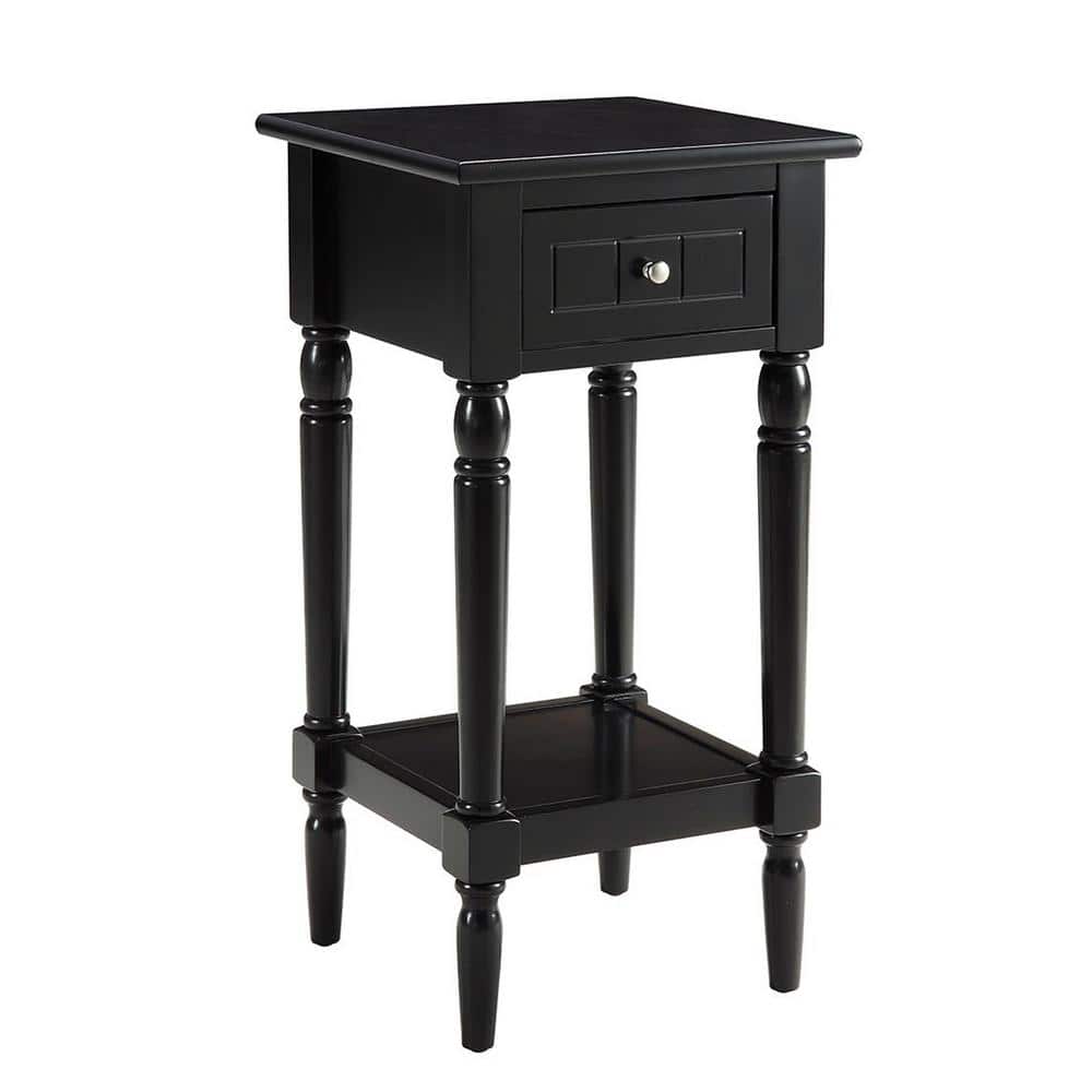 Black Wood French Country Accent Table with Storage