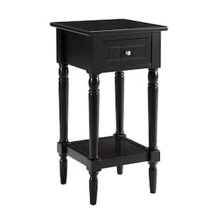 French Country 14 in. W x 28 in. H Black Square Wood Khloe End Table Drawer
