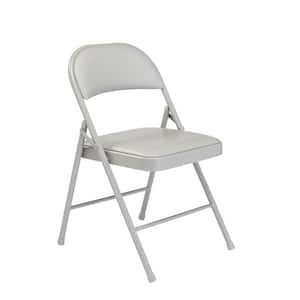 Gray Vinyl Padded Seat Stackable Folding Chair (Set of 4)