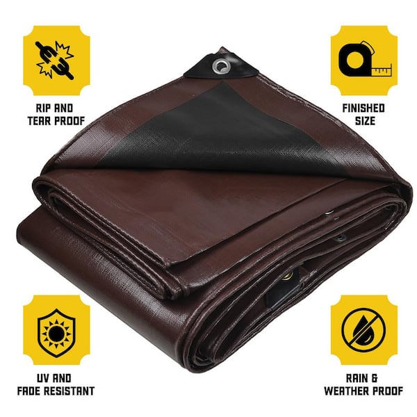 CORE TARPS 6 ft. x 8 ft. Brown and Black Polyethylene Classic 5