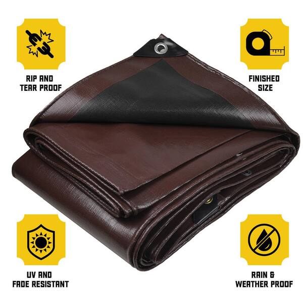 CORE TARPS 6 ft. x 8 ft. Brown and Black Polyethylene Classic 5