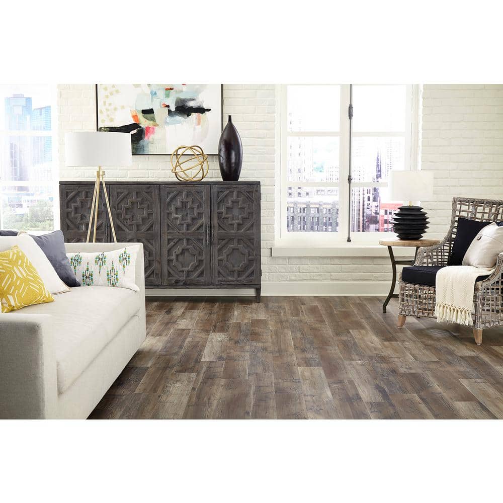 Blazed Barnwood Brown Blend Peel and Stick Vinyl Plank Flooring