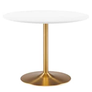 Amuse Gold White Wood 45 in. Column Dining Table 4-Seats