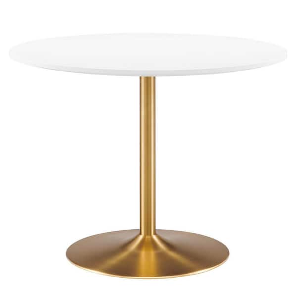 MODWAY Amuse Gold White Wood 45 in. Column Dining Table 4-Seats