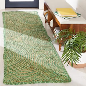 Cape Cod Green/Natural 2 ft. x 8 ft. Abstract Circles Geometric Runner Rug
