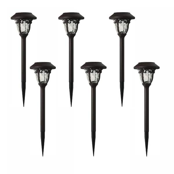 metal and glass solar path lights