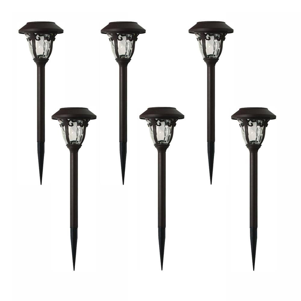 Hampton Bay Solar Bronze Outdoor Integrated LED 3000K 10-Lumens Metal ...