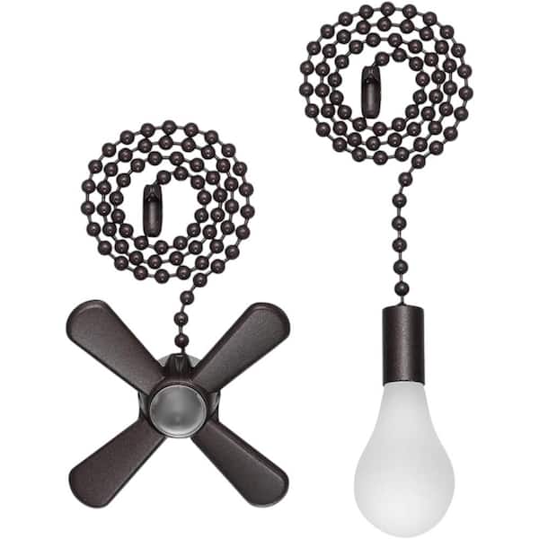 Ceiling Fan Pull Chain Extender with Decorative Frosted Glass Bulb and Fan Cord ORB 2 Pack