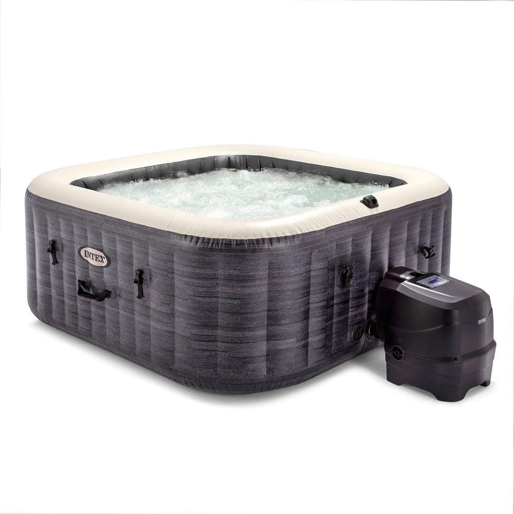 Intex PureSpa Plus Greystone Inflatable Square 4-Person Hot Tub Spa, 83 in. x 28 in.