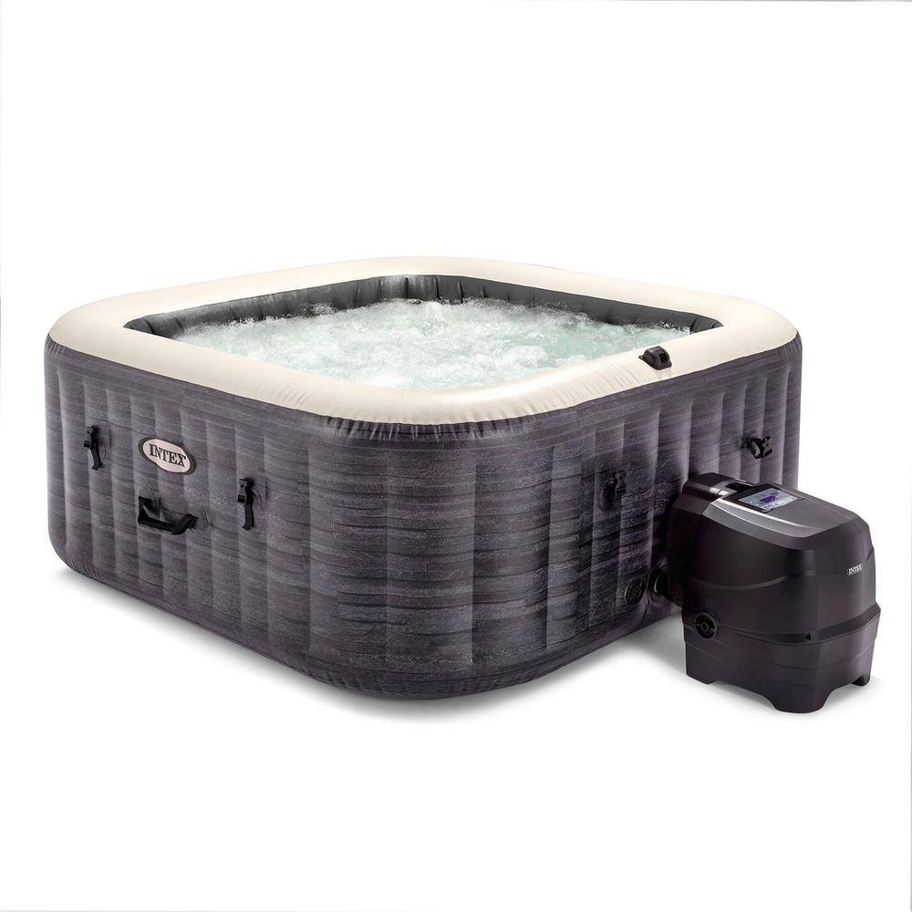 4 Person PureSpa Plus Greystone Inflatable Square Hot Tub Spa, 140 Jets, 83 x 28"