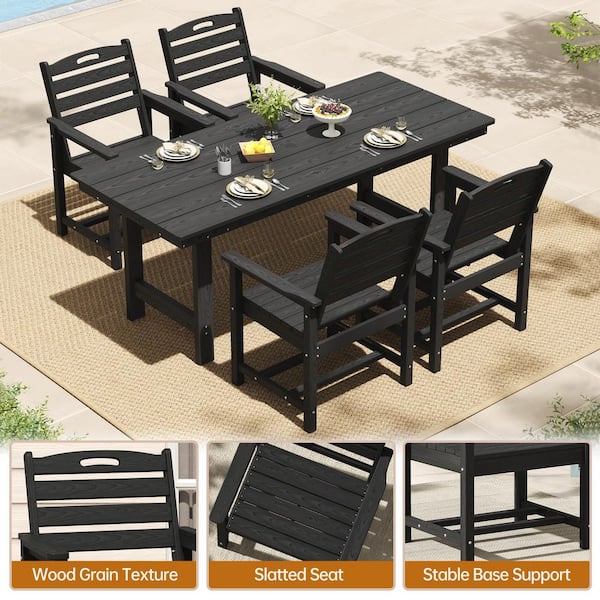 ベランダ用テーブル INNUMIA 7-Piece Plastic Rectangular Outdoor Dining Set, HDPE Patio
