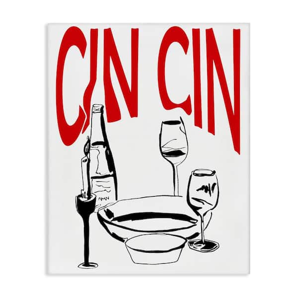 Stupell Industries Cin Cin Wine Glasses by Melissa Wang Unframed Food Graphic Art Print 48 in. x 36 in.