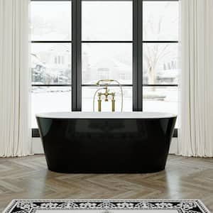 59 in. x 27.6 in. Soaking Bathtub with Side Drain in Matte Black