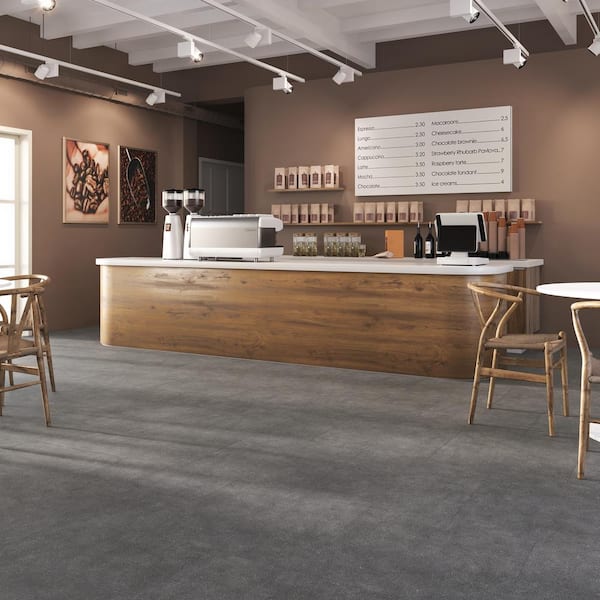 Glue Core Pro Graphite 28-MIL x 24 in. W x 24 in. L Waterproof Glue Down Vinyl Tile Flooring (28 sq. ft./case)