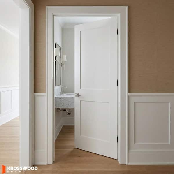 Krosswood Doors 32in.x80in. Shaker 2-Panel Right-Hand Primed Solid