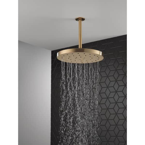 H2Okinetic Gold 1-Spray Patterns 1.75 GPM 12 in. Ceiling Mount Fixed Shower Head in Lumicoat Champagne Bronze