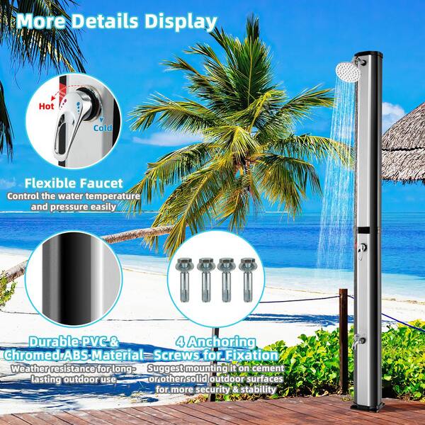 Outsunny 9.2 Gal Outdoor Solar Shower With Hot/Cold Adjustment - Portable For Pool, Beach, Camping