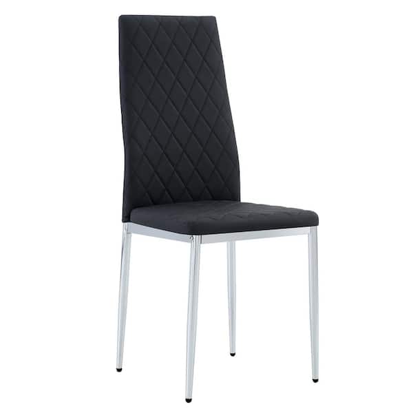 Modern Black PU Leather Seat Dining Chairs for Kitchen, Living, Dining Room (Set of 4)