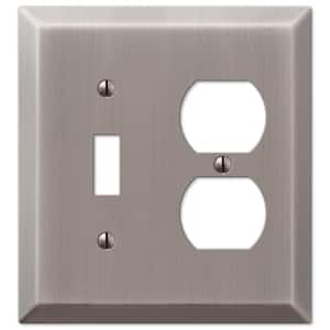 Metallic 2 Gang 1-Toggle and 1-Duplex Steel Wall Plate - Antique Nickel