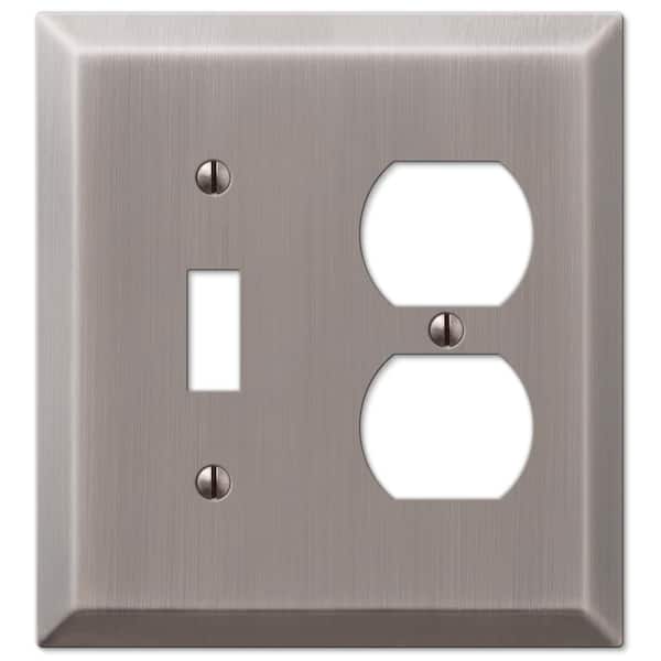 AMERELLE Metallic 2 Gang 1-Toggle and 1-Duplex Steel Wall Plate - Antique Nickel