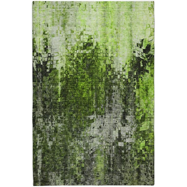 Dream Shag Premium Machine Washable Abstract ADS581 Green 10 ft. x 14 ft. Area Rug