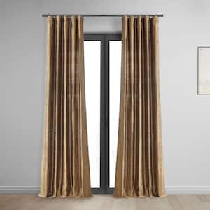 Mocha Brown Textured Dupioni Silk Room Darkening Curtain 50 in. W x 84 in. L (1 Panel)