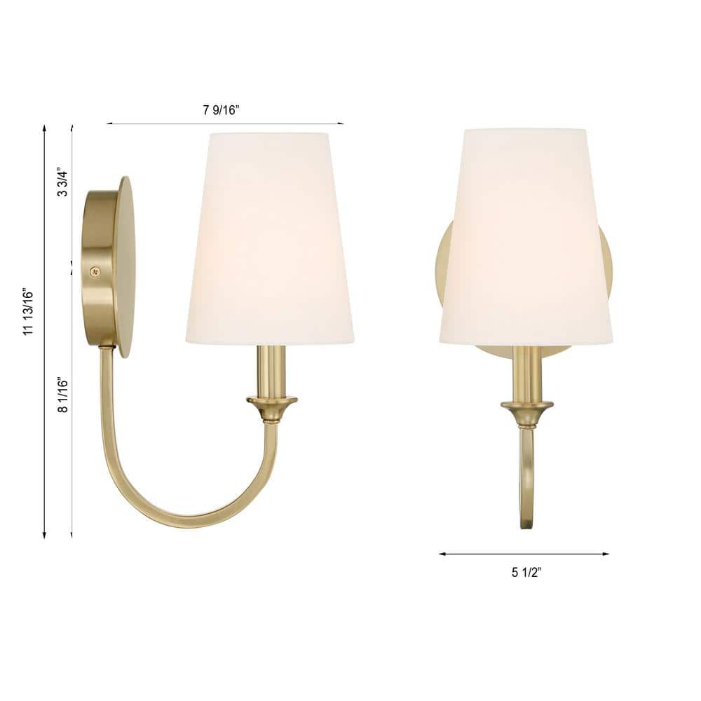 Payton Vibrant Gold Single Light Wall Sconce with White Silk Shade
