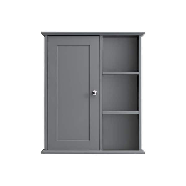 COWLOWN 23.6 in. W x 7.1 in. D x 27.6 in. H Bathroom Storage Wall Cabinet in Gray