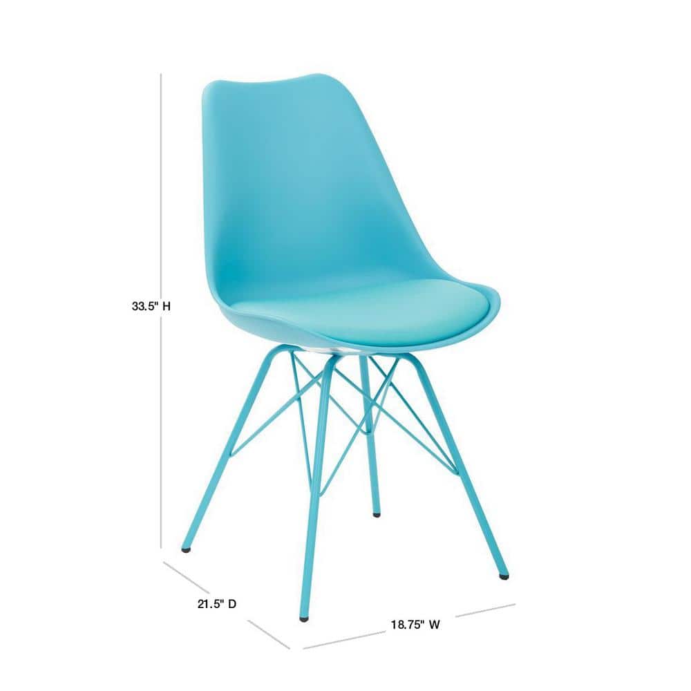 Modern Teal Faux Leather Upholstered Side Chair with Alloy Legs