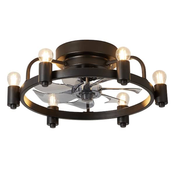 Genoxygic 20 in. Black Indoor Flush Mount Ceiling Fan with Light and Remote Low Profile Bedroom Ceiling Fan Ceiling Light with Fan