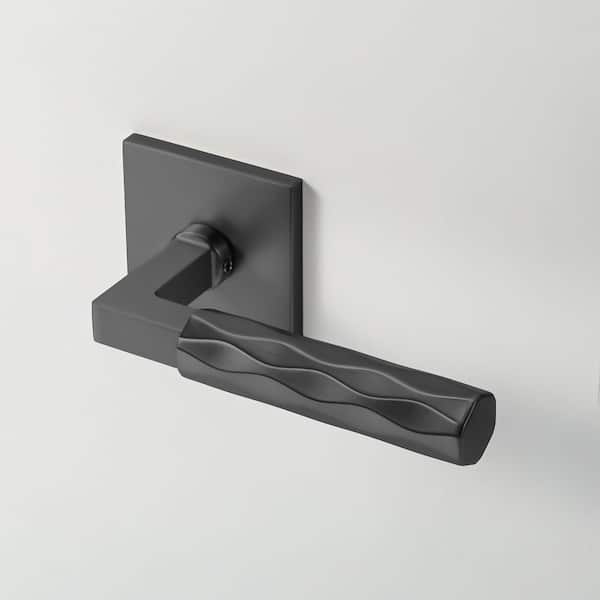 Hailey Matte Black Modern Hall/Closet Interior Door Handle with Square Rosette and Concealed Screws (Passage)