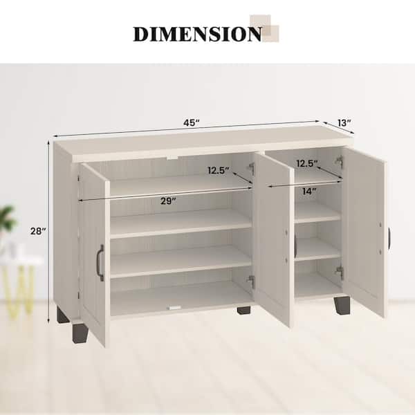 Costway 3-Door White Wash 45 in. Buffet Sideboard Storage Credenza