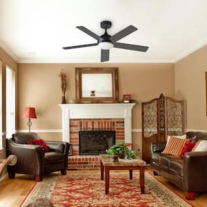 Carley 52 in. Integrated LED Indoor Matte Black Smart Ceiling Fan with Remote Control and CCT Powered by Hubspace