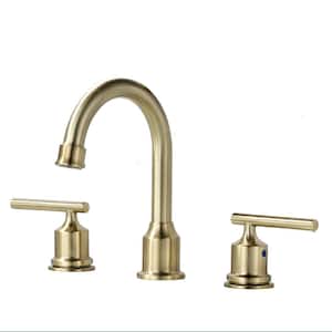 8 in. Widespread 3 Hole 2 Handle Bathroom Faucet in Gold