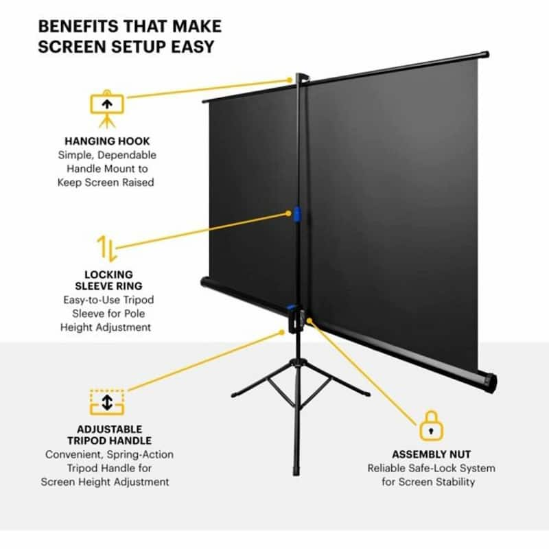 Projector Screen 60 in. with Stand, Portable with Adjustable Tripod