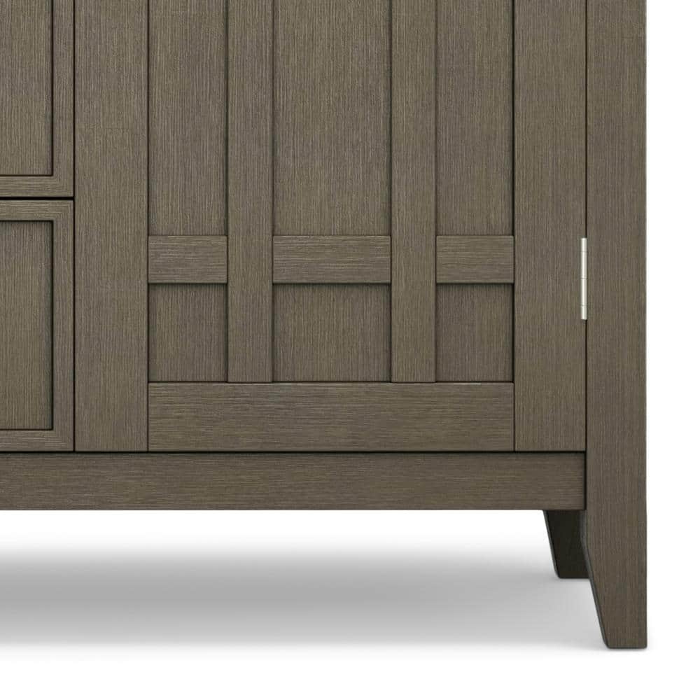 Bedford Solid Wood Farmhouse Grey Sideboard Buffet with Wine Rack