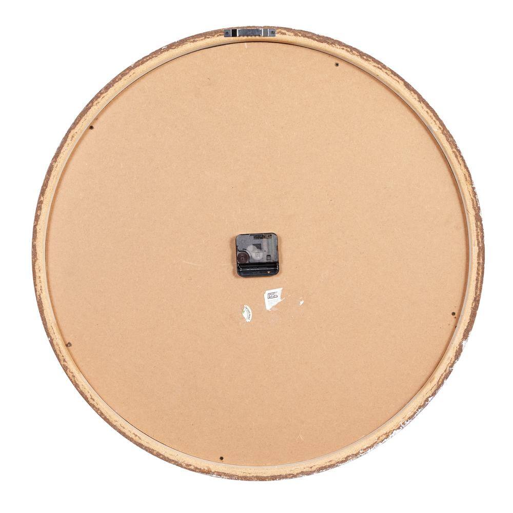 24" Distressed White Wooden Vintage Round Wall Clock