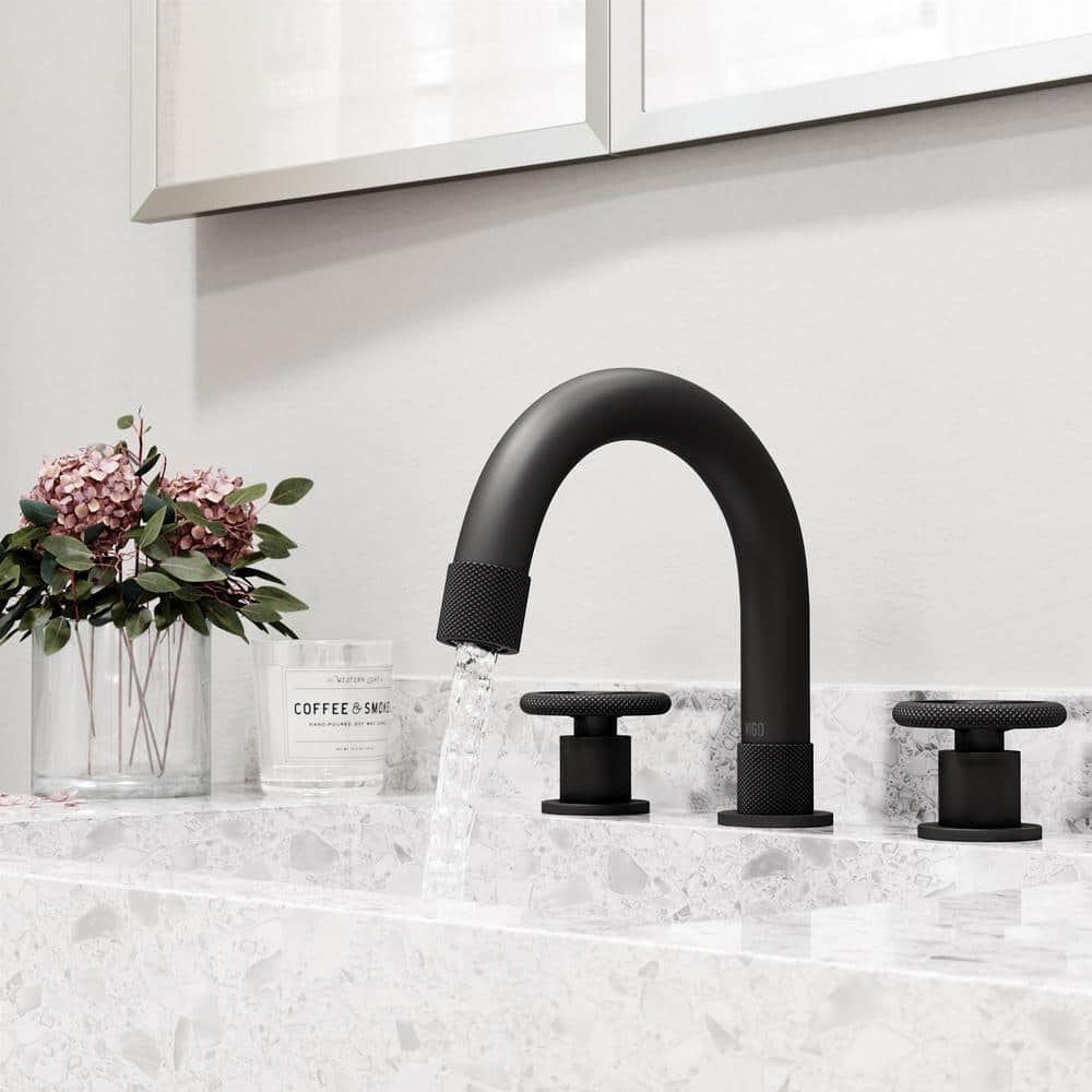 Matte Black Metal Transitional Widespread Bathroom Faucet