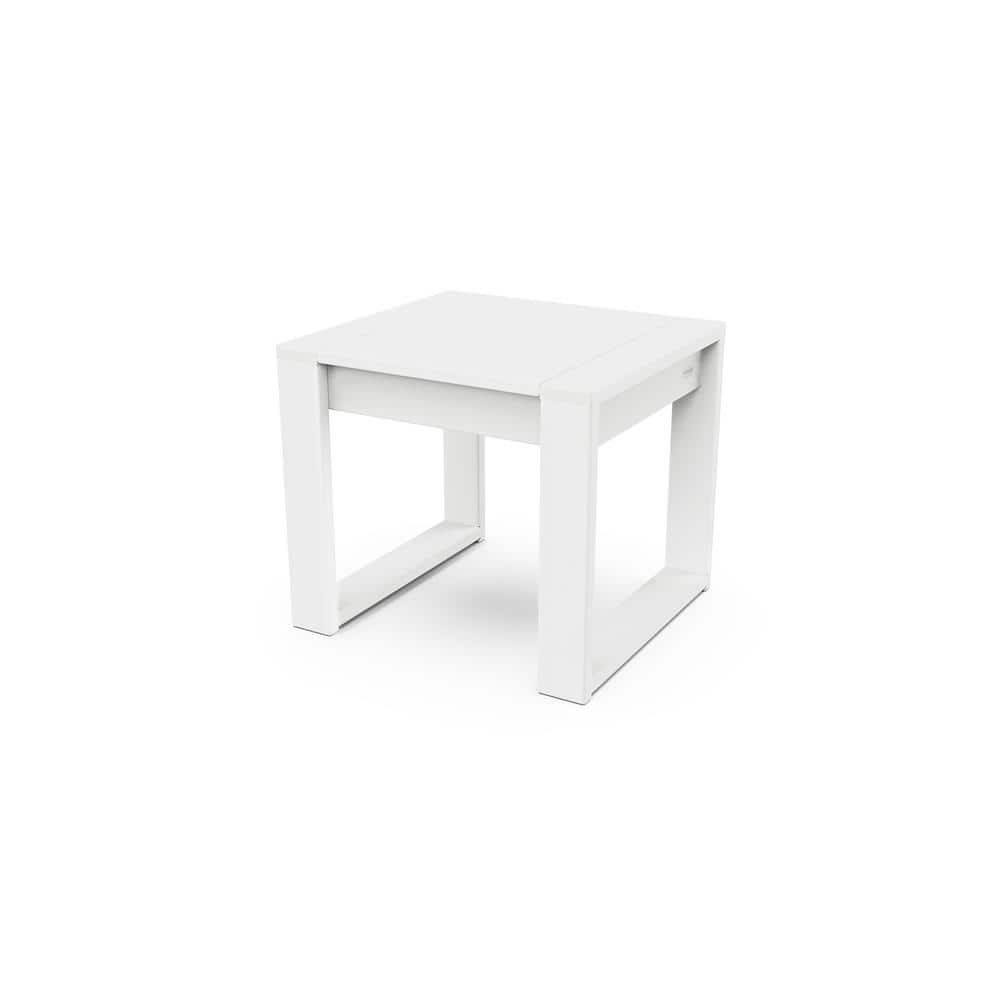 POLYWOOD EDGE Plastic Outdoor End Table 4608WH The Home Depot